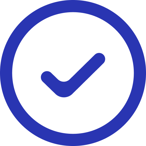 A blue clock icon with a checkmark inside, indicating completion or approval.