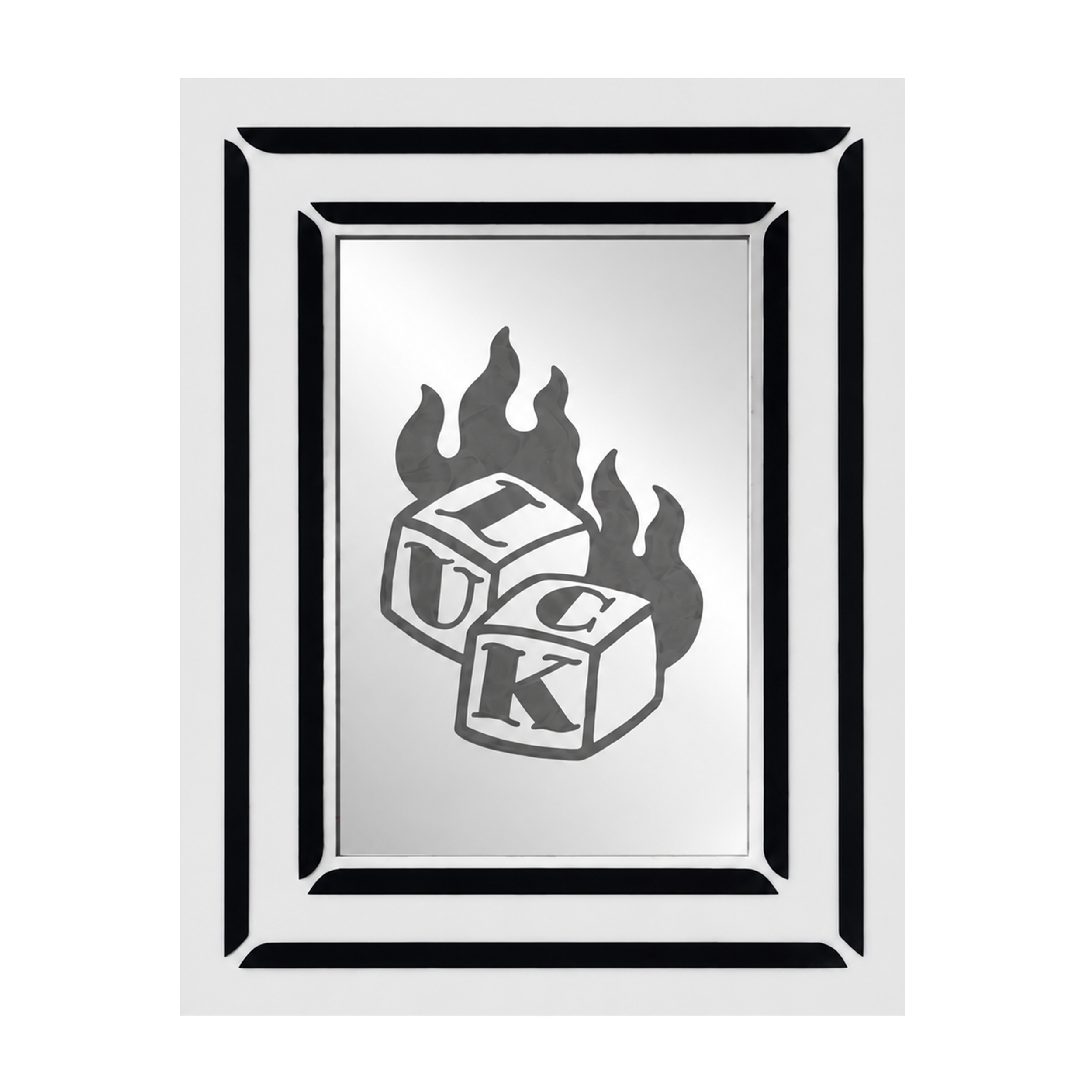 Flaming Dice Engraved Mirror (9 x 11.5 in)