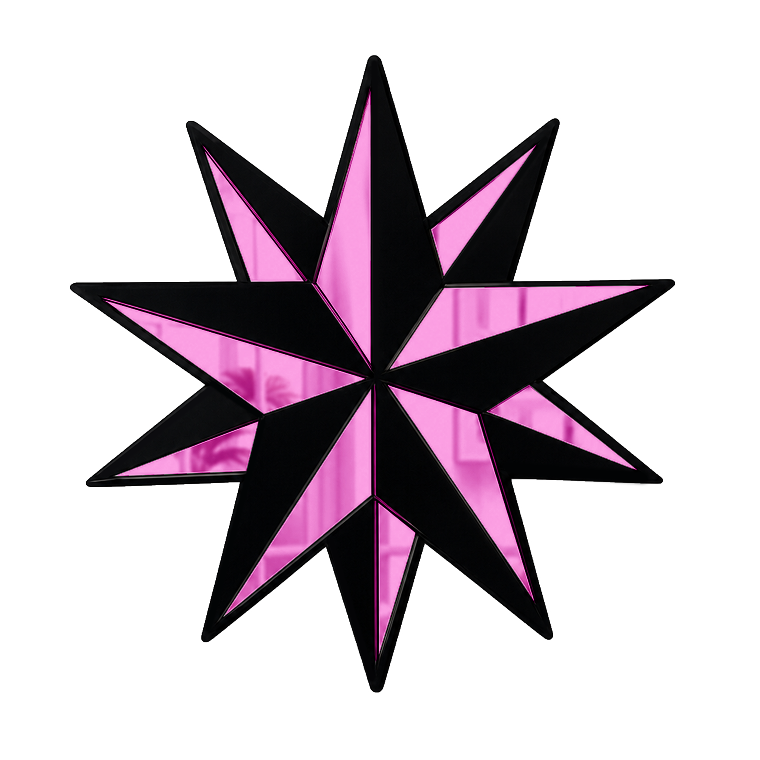 Black Pink Trad Star Mirror (7.5 x 8 in)