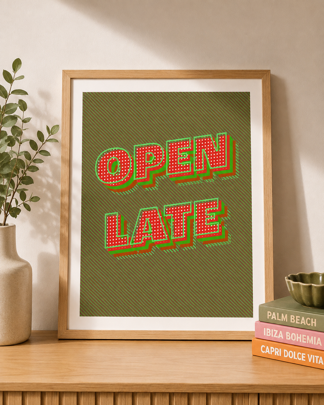 Open Late Pop Art Print, Giclee Paper, 8 x 10, 16 x 20