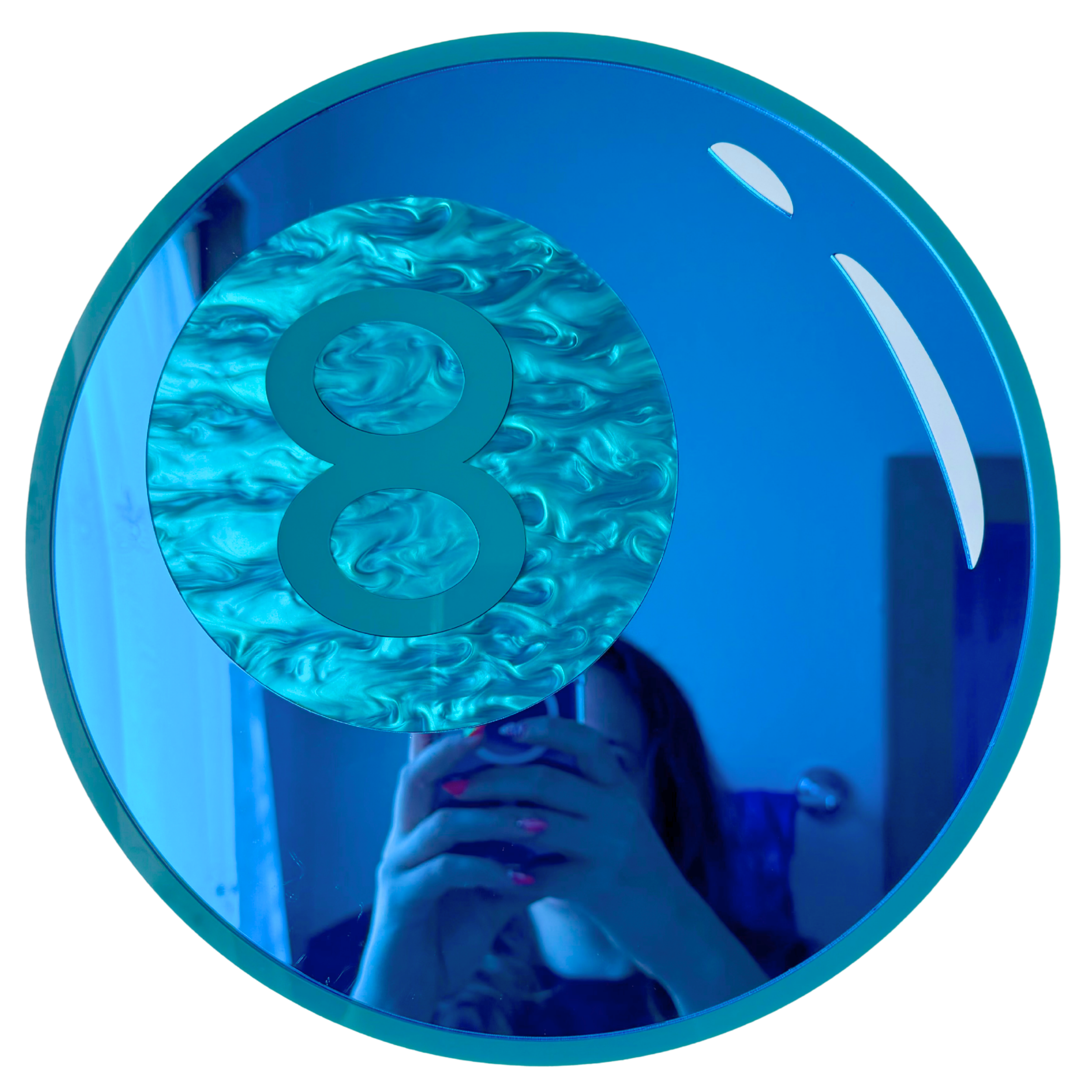 8 Ball Light Blue Mirror (11.5 x 11.5 in)- SALE