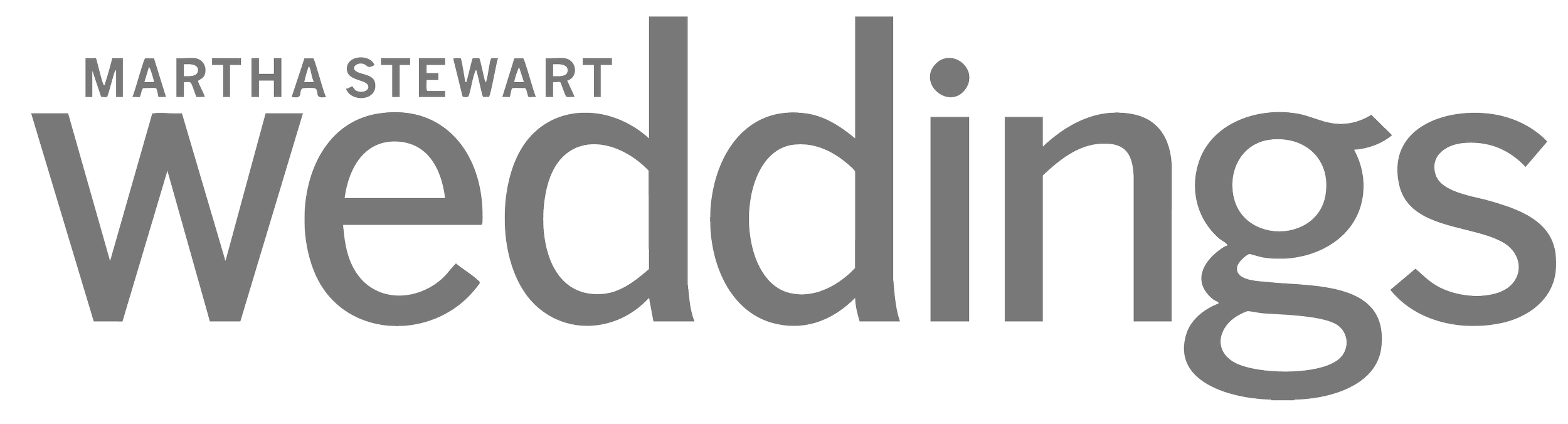 Logo of the film 'Weddings' starring Martha Stewart in gray and black text.