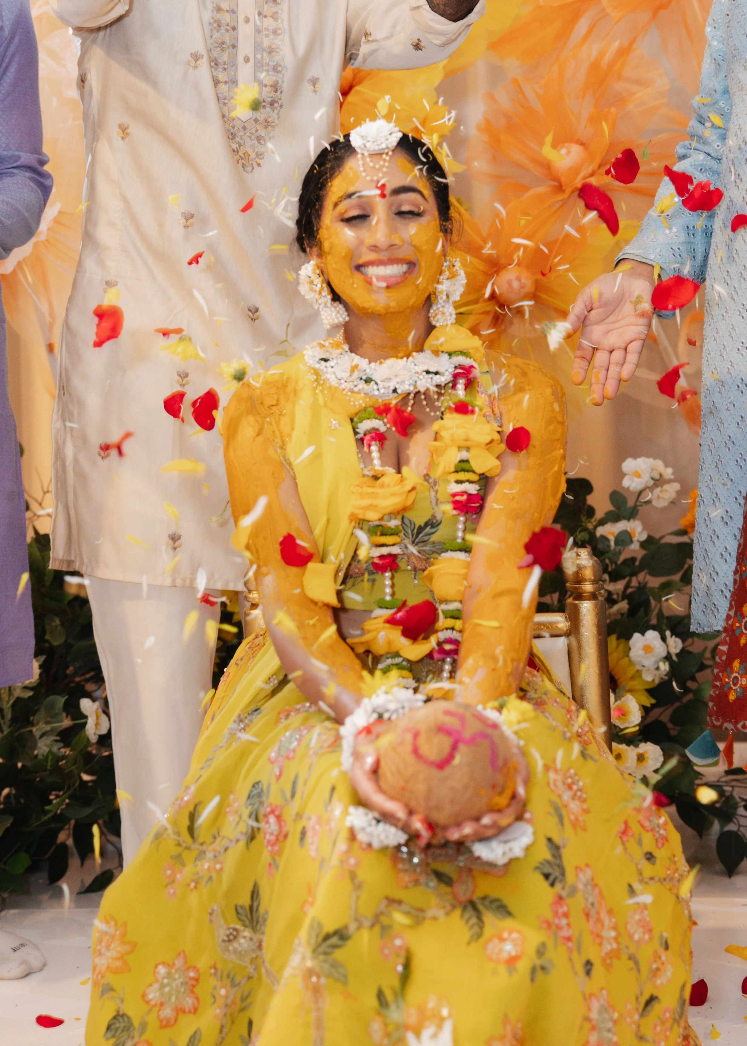 bride at her haldi ceremony