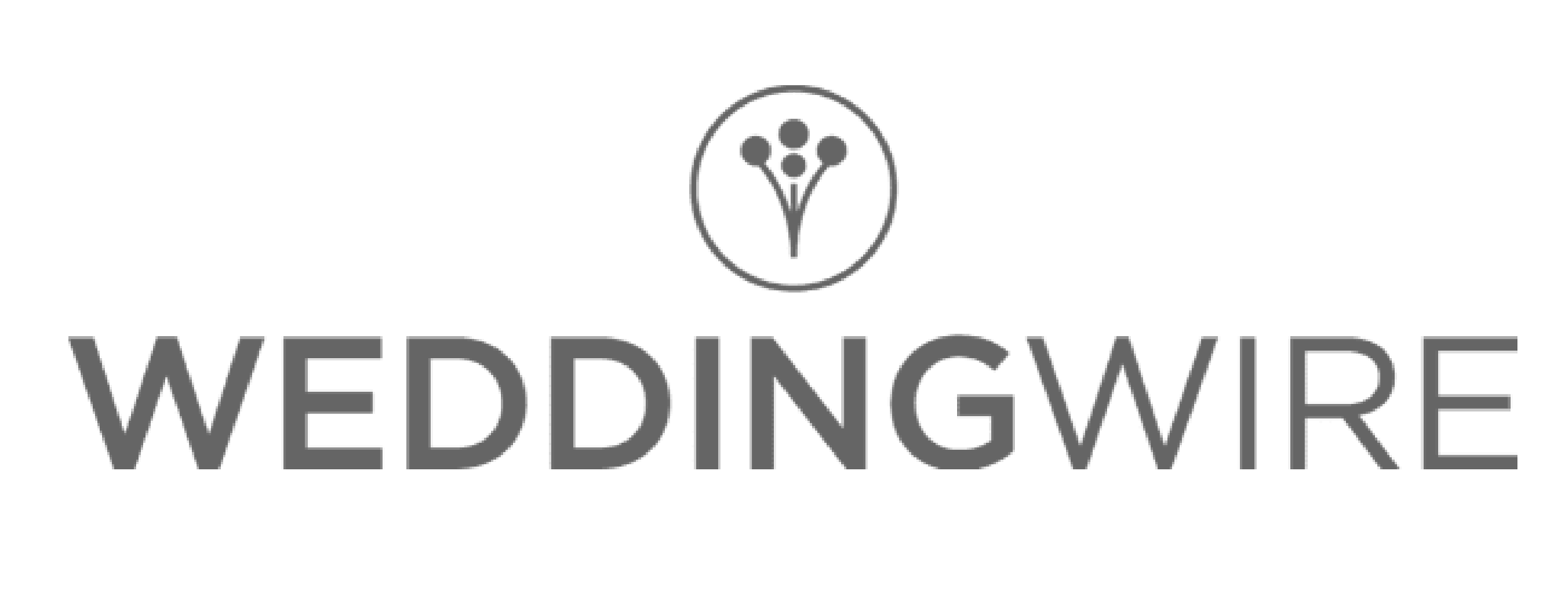 Logo with a circular image of a DNA helix and the text 'WEDDINGWIRE' below it.