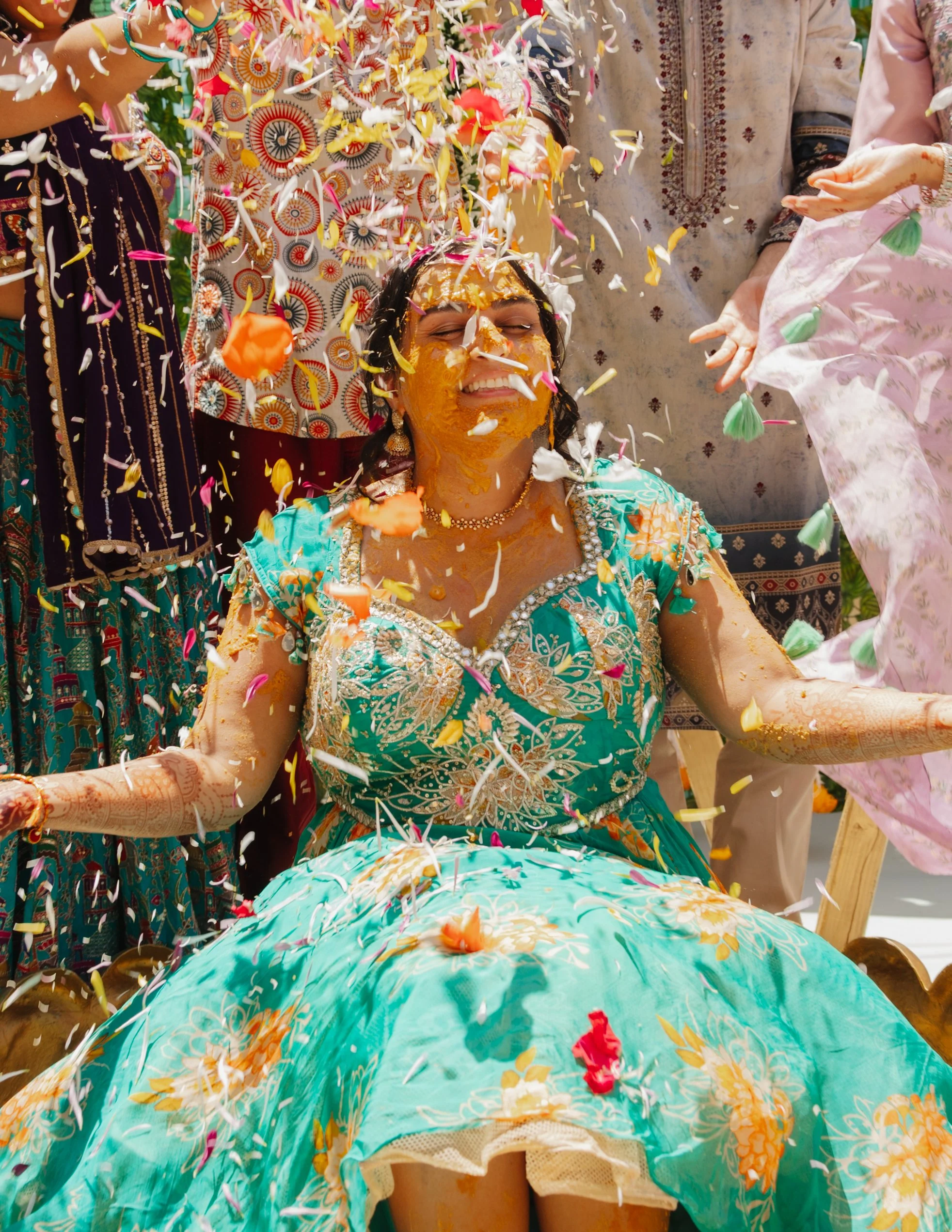 bride at haldi ceremony