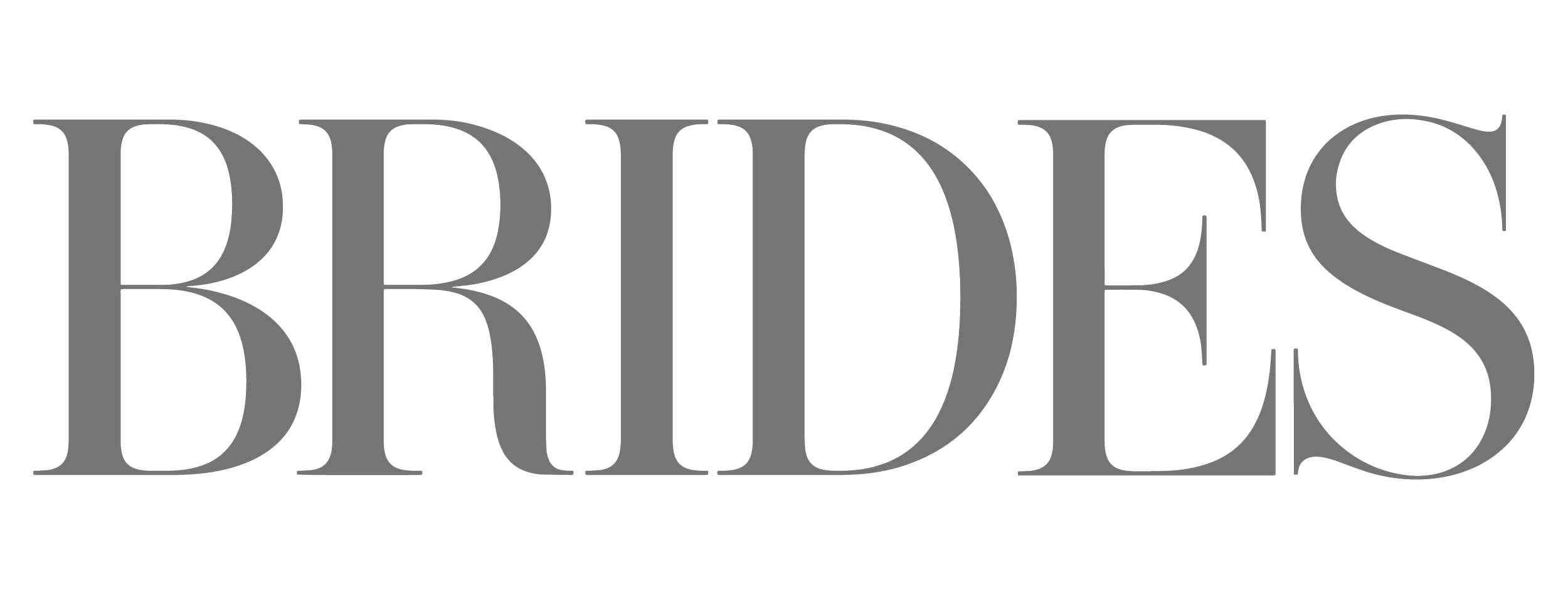 Text that reads "BRIDES" in large, gray, stylized font.