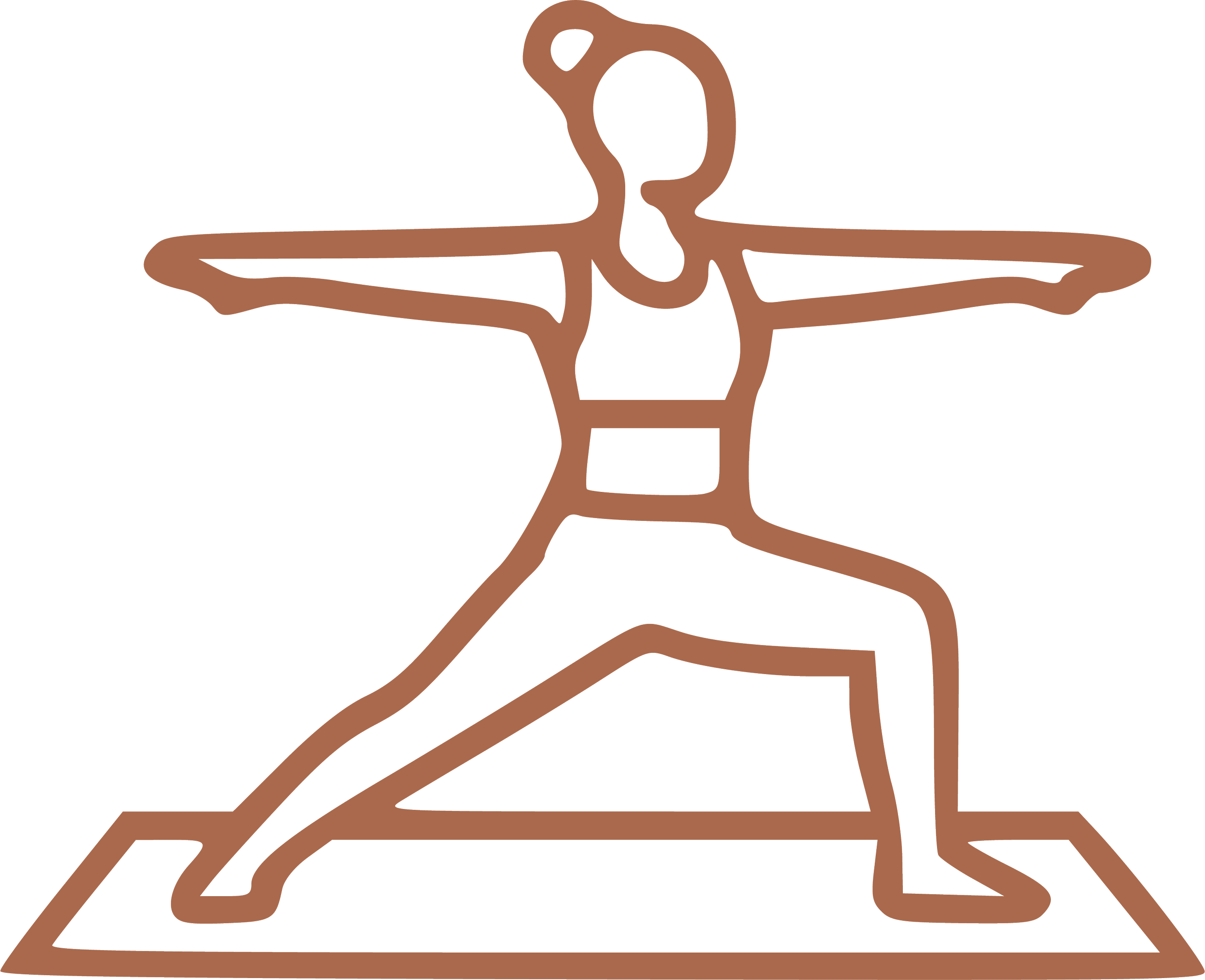 Outline drawing of a running person in brown color.