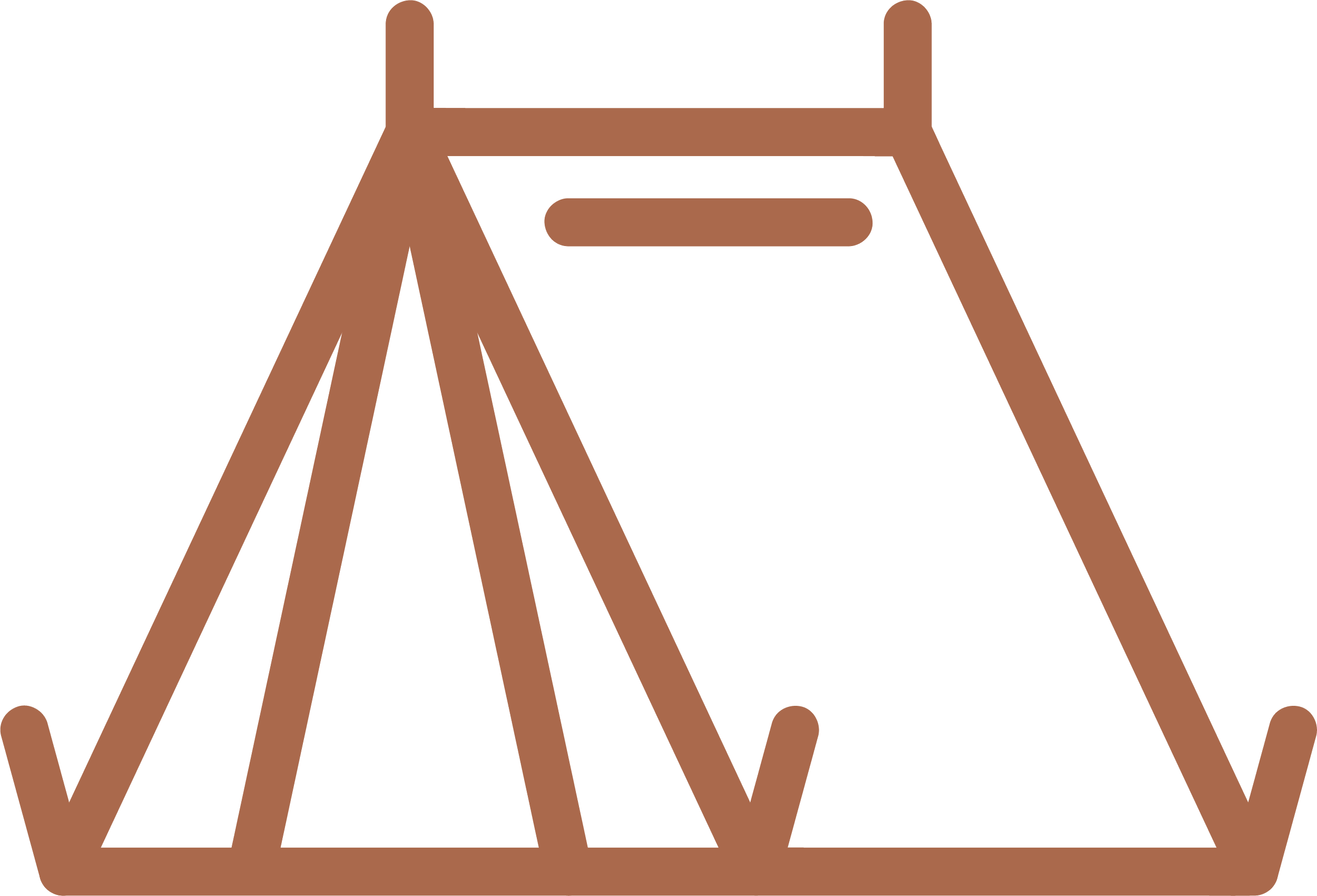 Digital illustration of a camping tent with support poles.