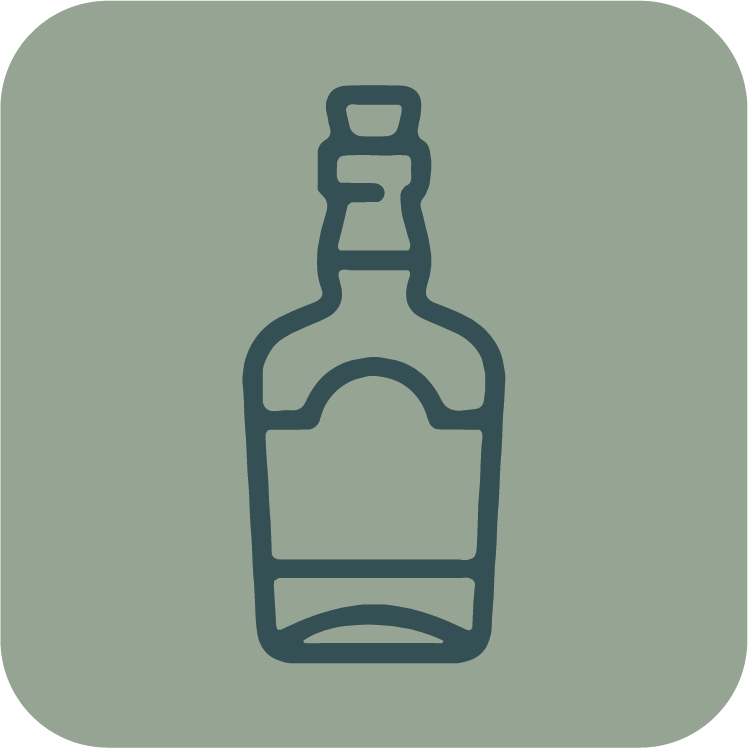 Line art illustration of a bottle.