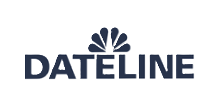 Dateline logo with a stylized flower above the text