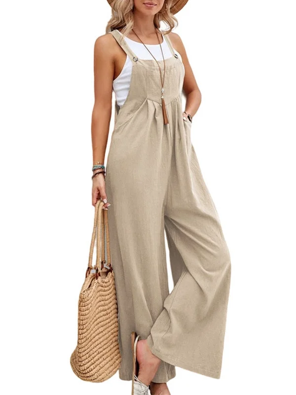 Wide-leg pleated Overalls