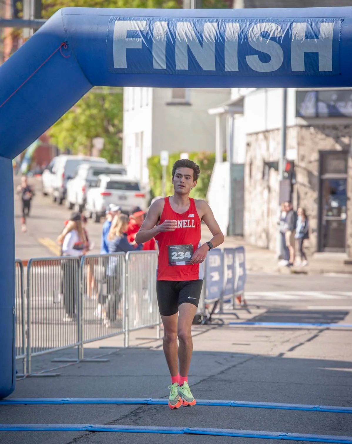 Max Jaffe racing for Cornell Running Club at the Binghamton Half Marathon.