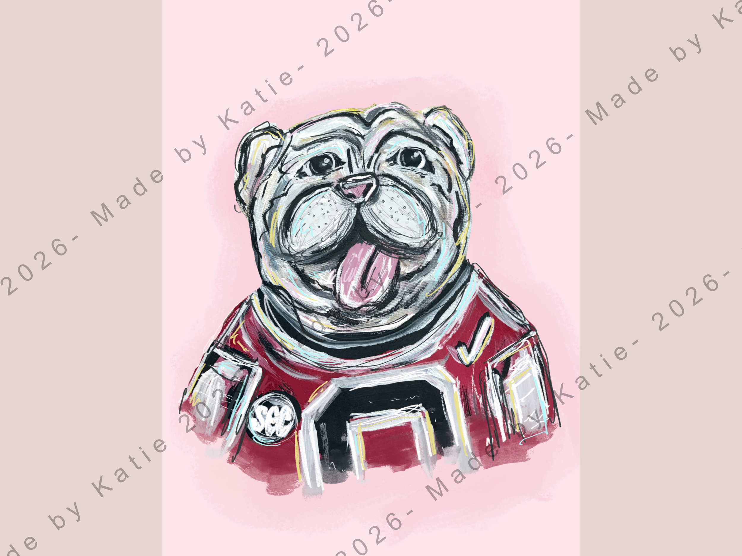 Pink UGA Bulldog Print