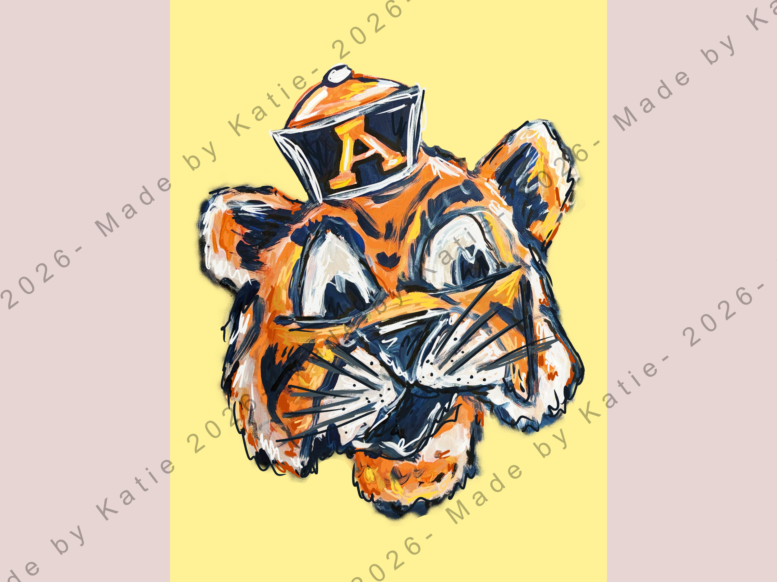 Yellow Aubie Print - Auburn