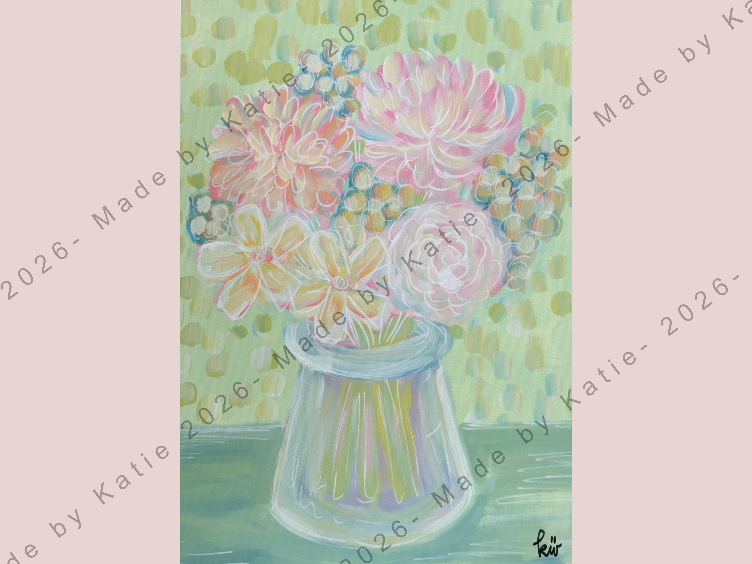 Green Flower Pot Print