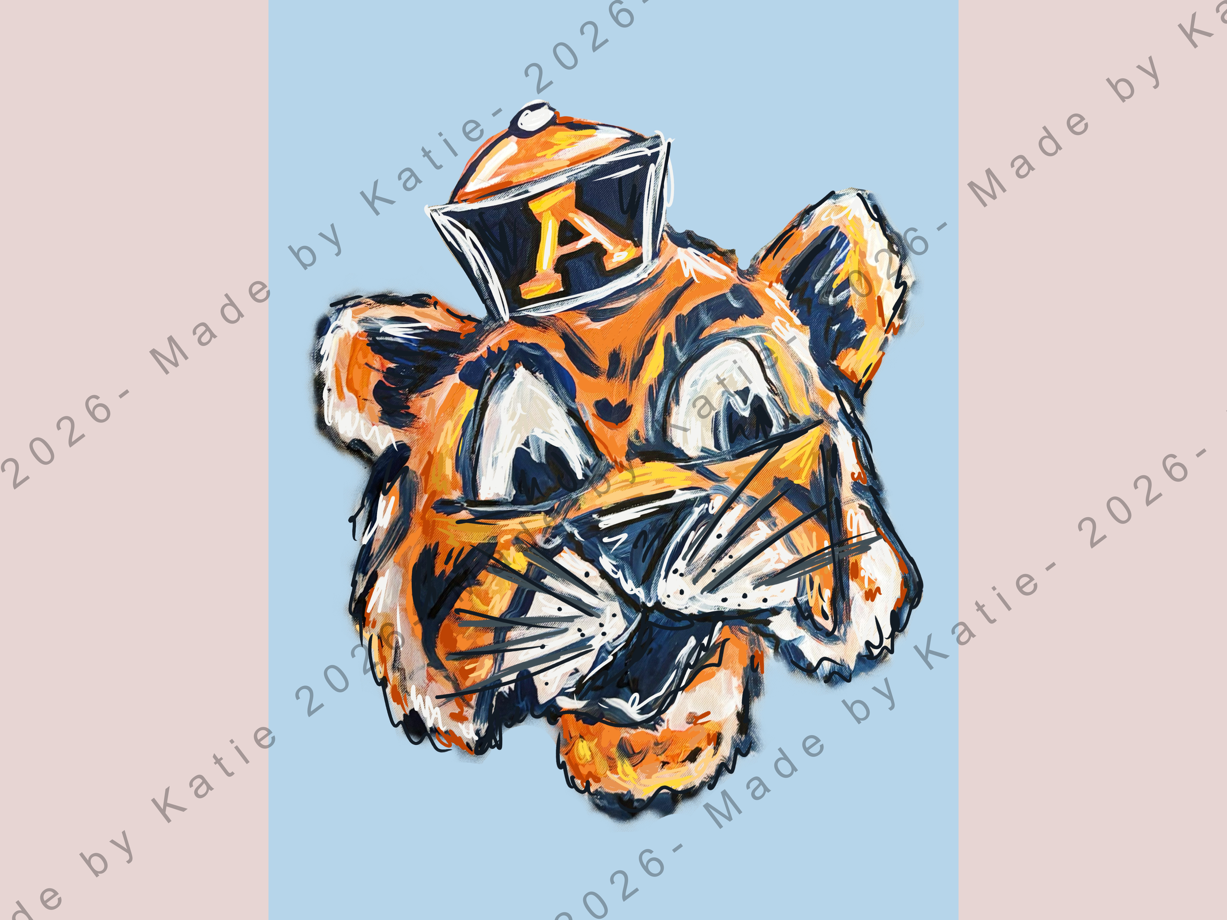 Blue Aubie Print - Auburn