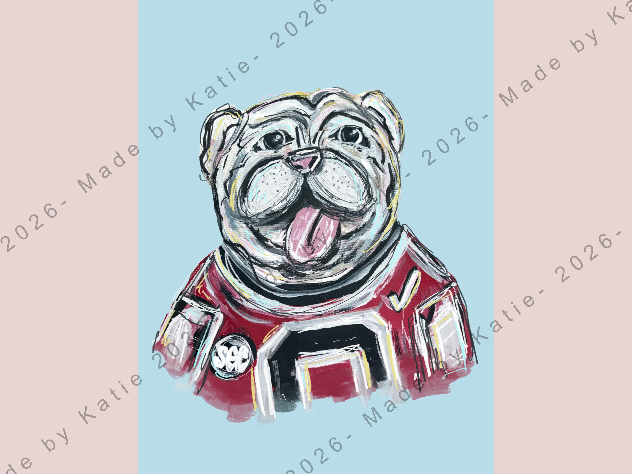 Blue Bulldog Print