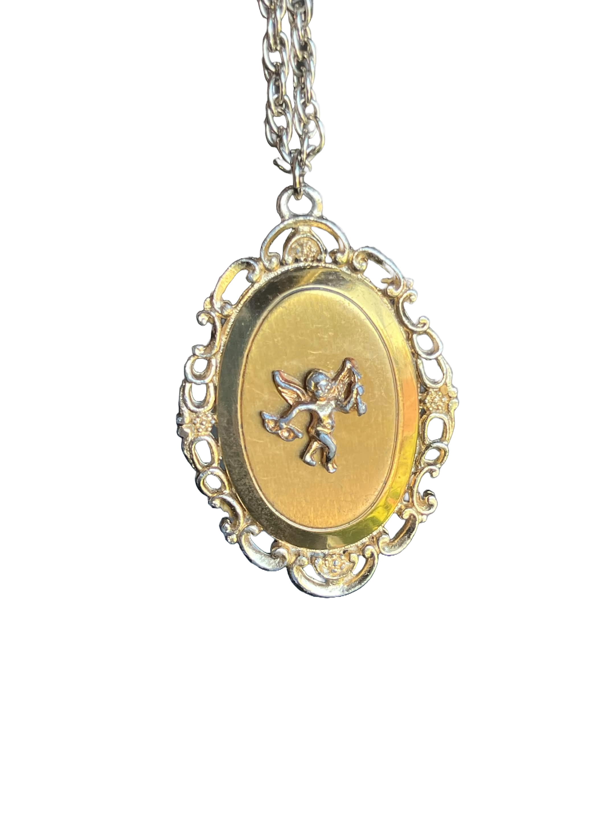 Two Sided Cherub Mirror Necklace