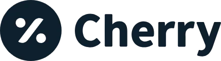 Cherry logo with a stylized smiling cherry icon and the word 'cherry' in lowercase letters