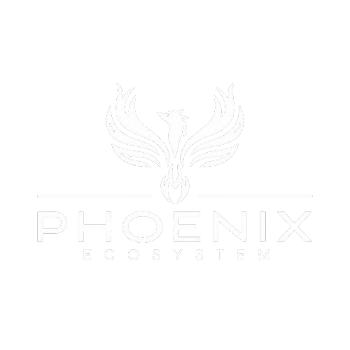 A black background with a white stylized phoenix logo and the text 'PHOENIX ECOSYSTEM' beneath it.