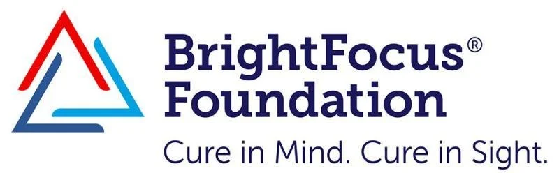 BrightFocus Foundation logo with a triangular design in red, blue, and light blue, and the slogan 'Cure in Mind. Cure in Sight.'