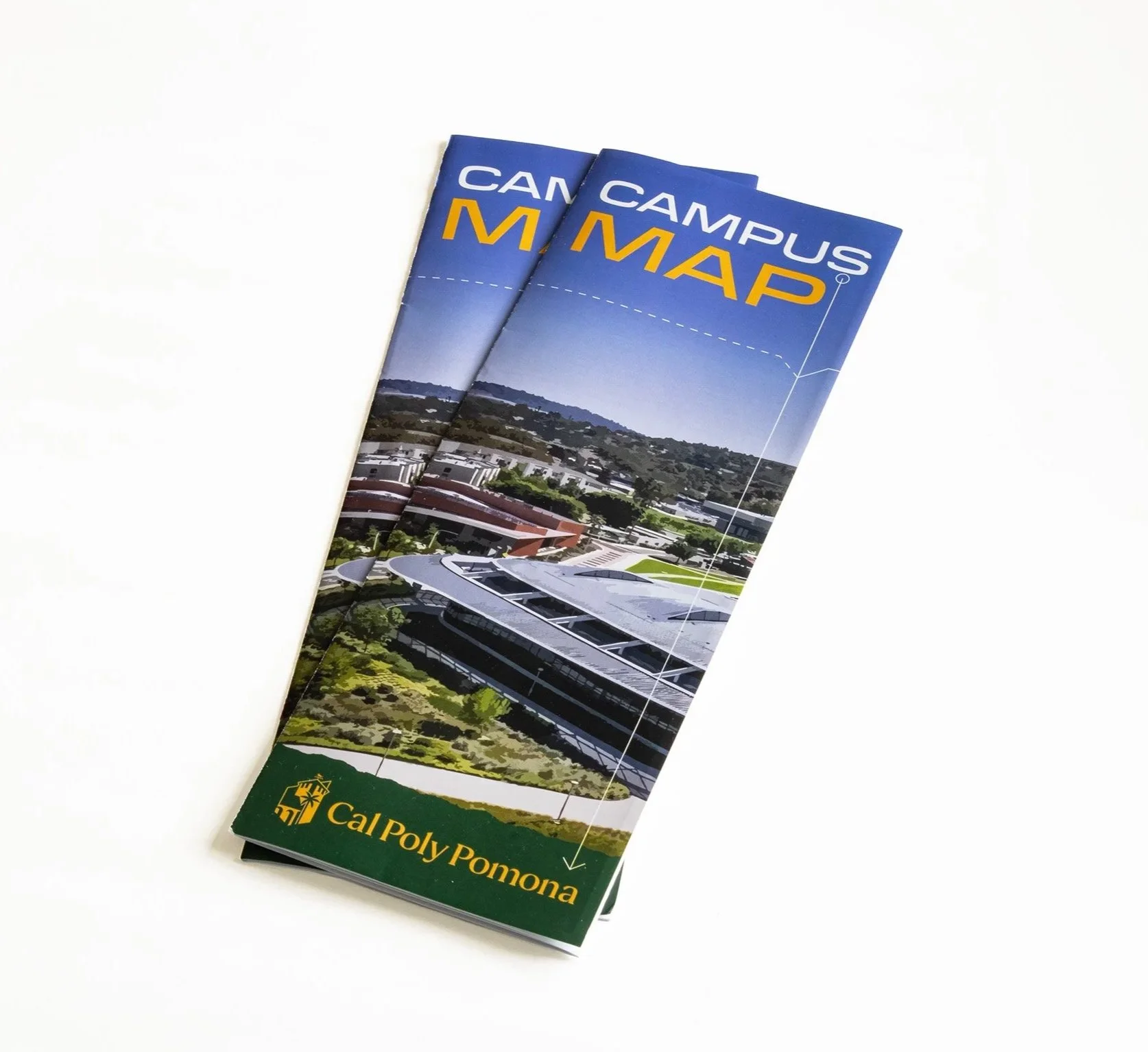 A folded brochure displaying a campus map and aerial view of Cal Poly Pomona with 'Campus Map' written at the top.