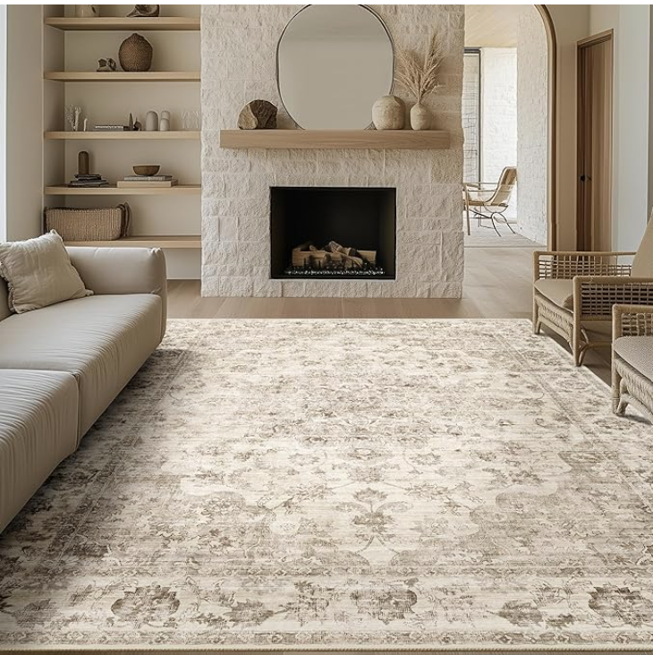8x10 Washable Neutral Area Rug