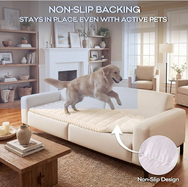 DecorUHome Non-Slip Fuzzy Couch Cover for Dogs