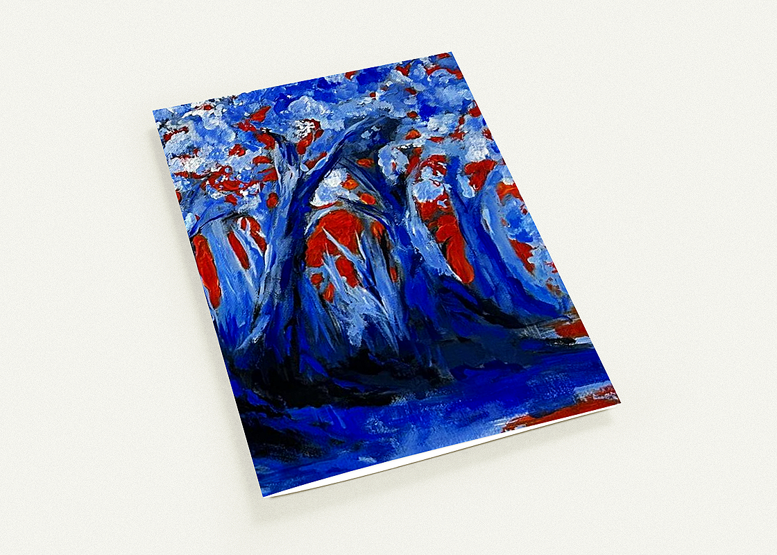 Pack of 10 Greeting Cards - "Blue Trees"