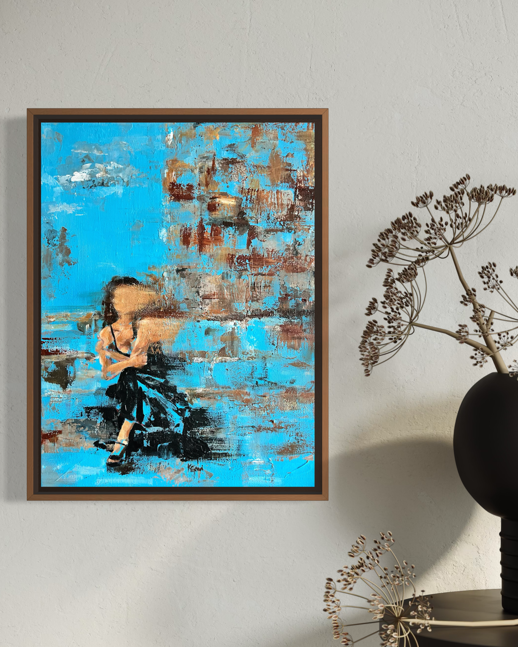 blue painting woman figure