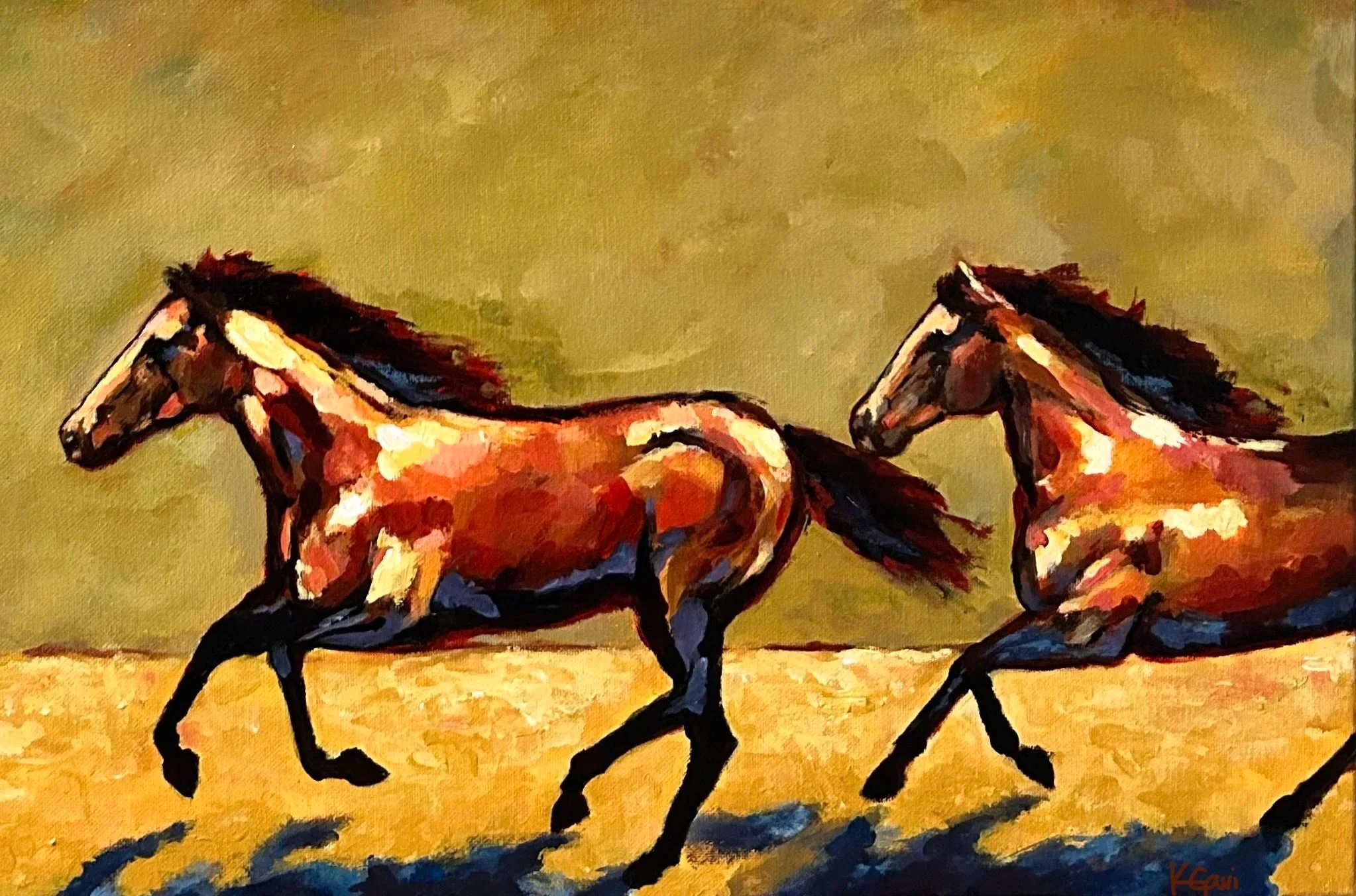horses running art for living room