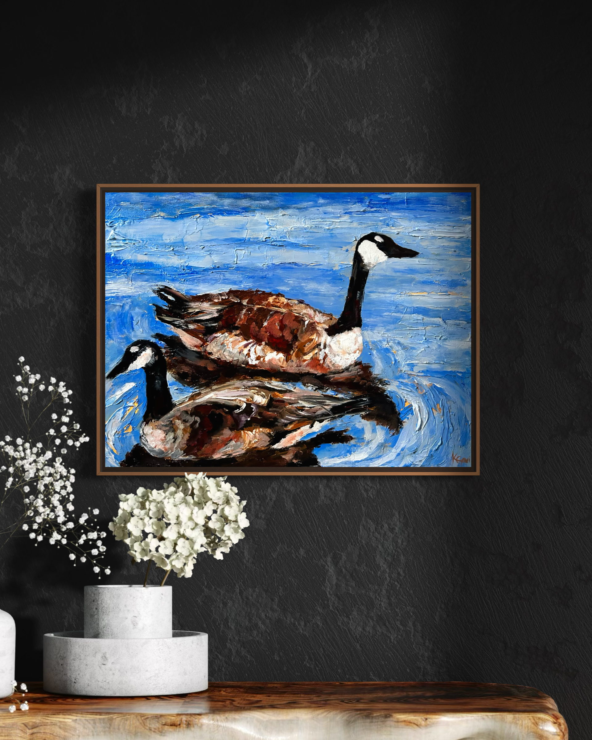 bird painting for living room