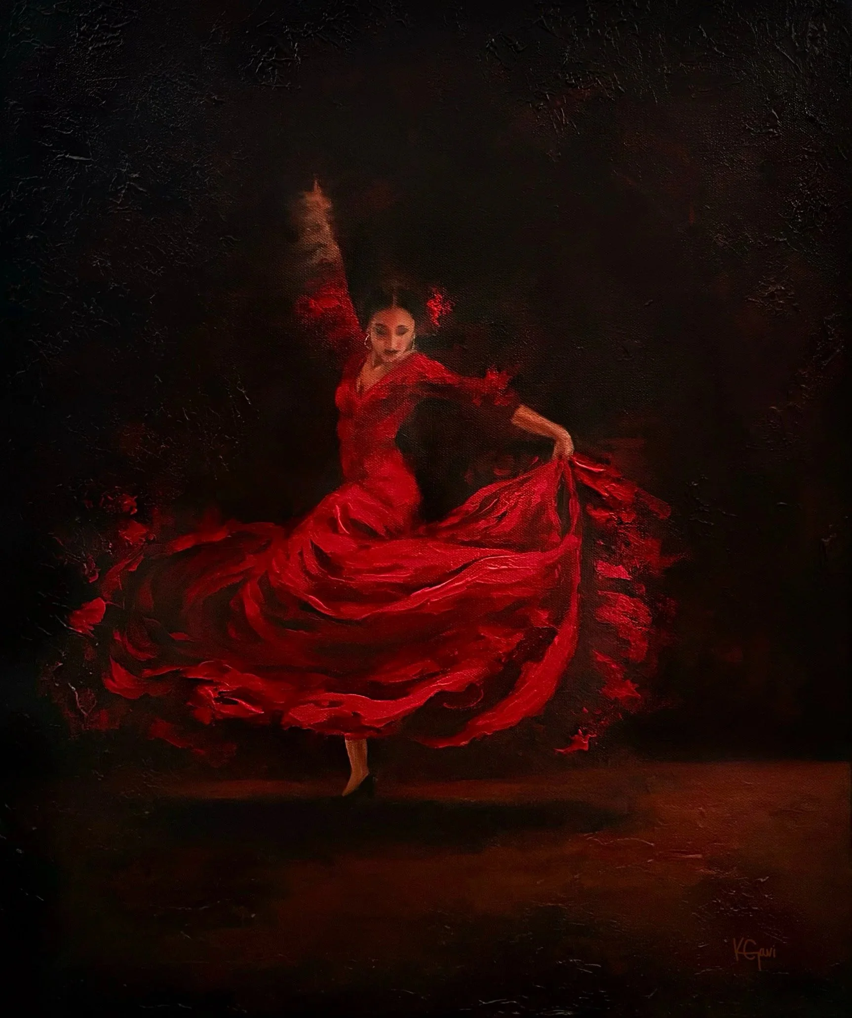 flamenco dancer red dress twirl flamenca spanish girl