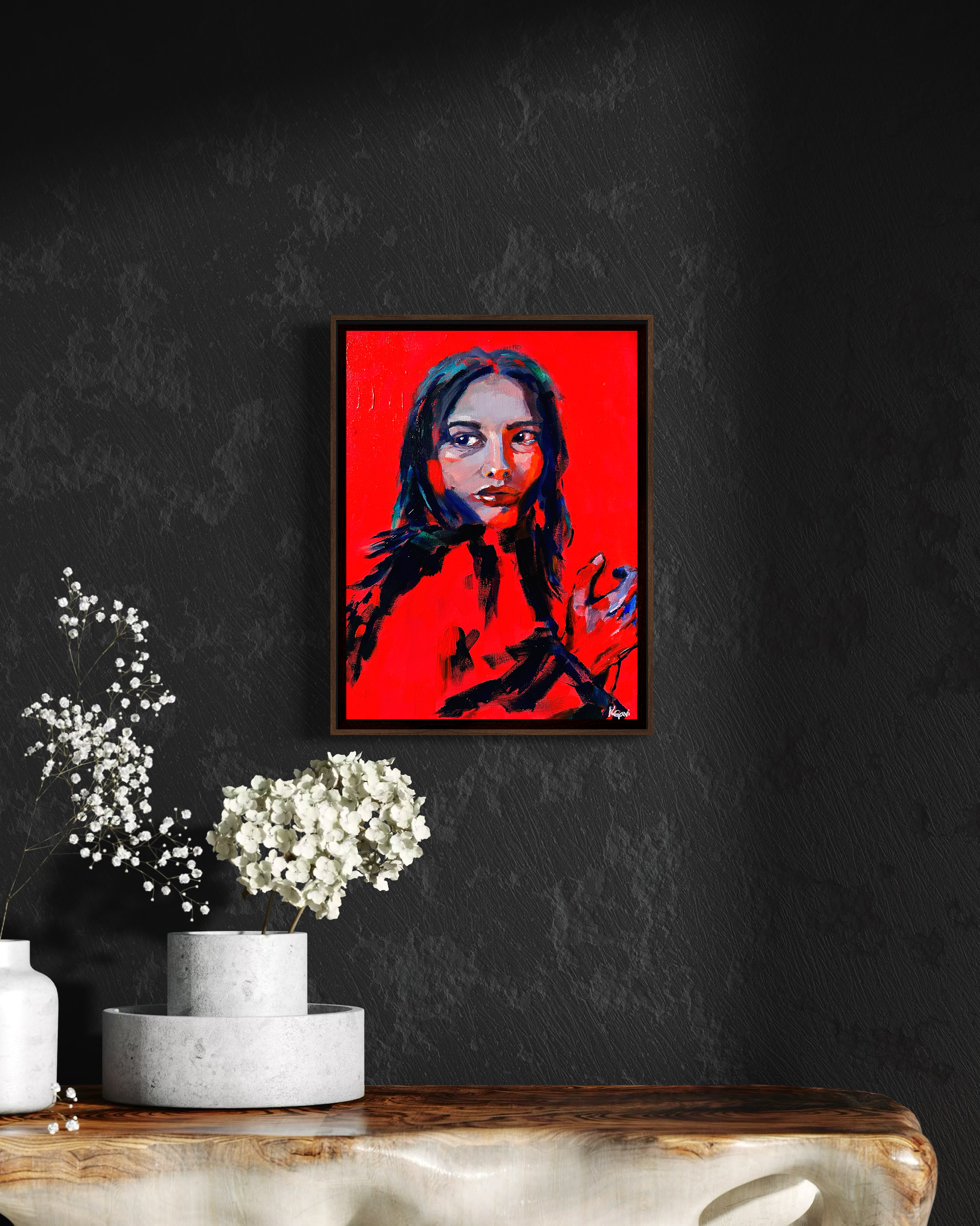 small painting for collage red