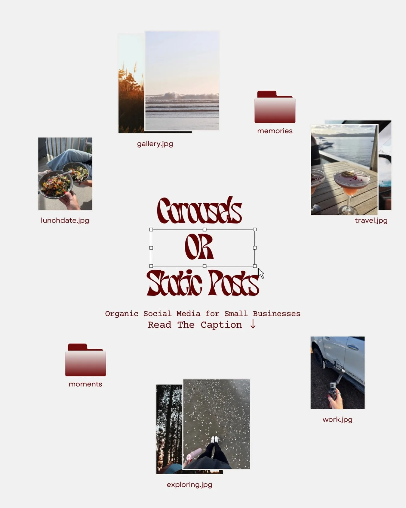 Do you run a small business and haven&rsquo;t quite figured out the approach to static and carousel posts? Here&rsquo;s the deal 💌

Static posts stop the scroll. 
Carousels keep people scrolling.

Their purpose:
📸 Static = eye catching images, stra