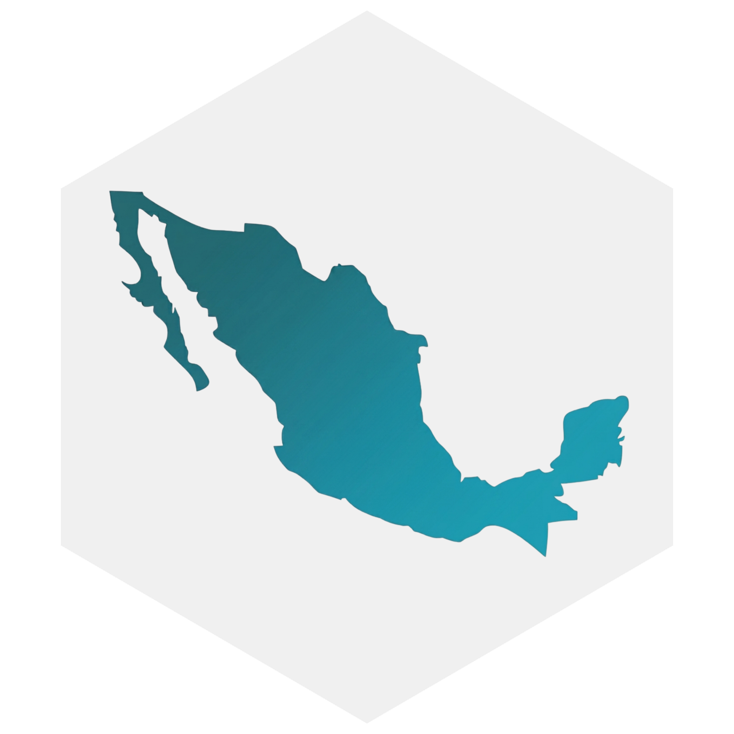 Mapa de México con un cubo negro de fondo