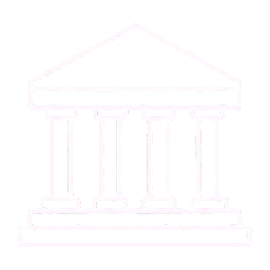 Outline of a classical building with columns and a triangular pediment