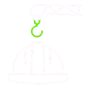 Illustration of a construction crane lifting a construction helmet