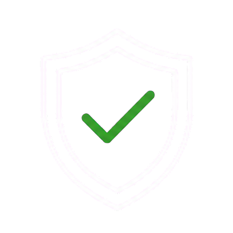 Shield icon with a green checkmark in the center.