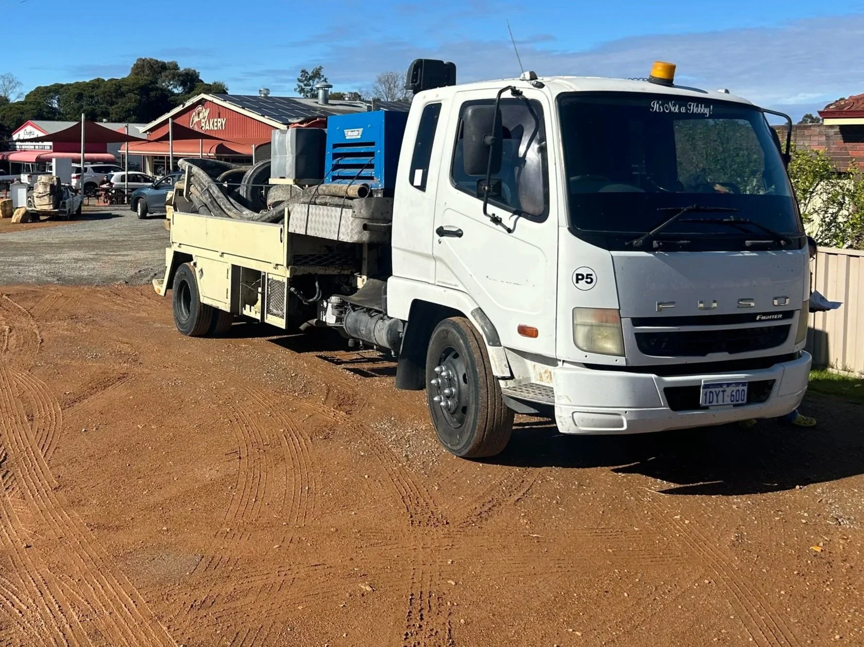 Meet the SWCP fleet — Mitsubishi Fuso line pump trucks, Win Engineering WP-80LPPNS long-line pump unit, and fully equipped support vehicles. Servicing Perth, South West WA and beyond