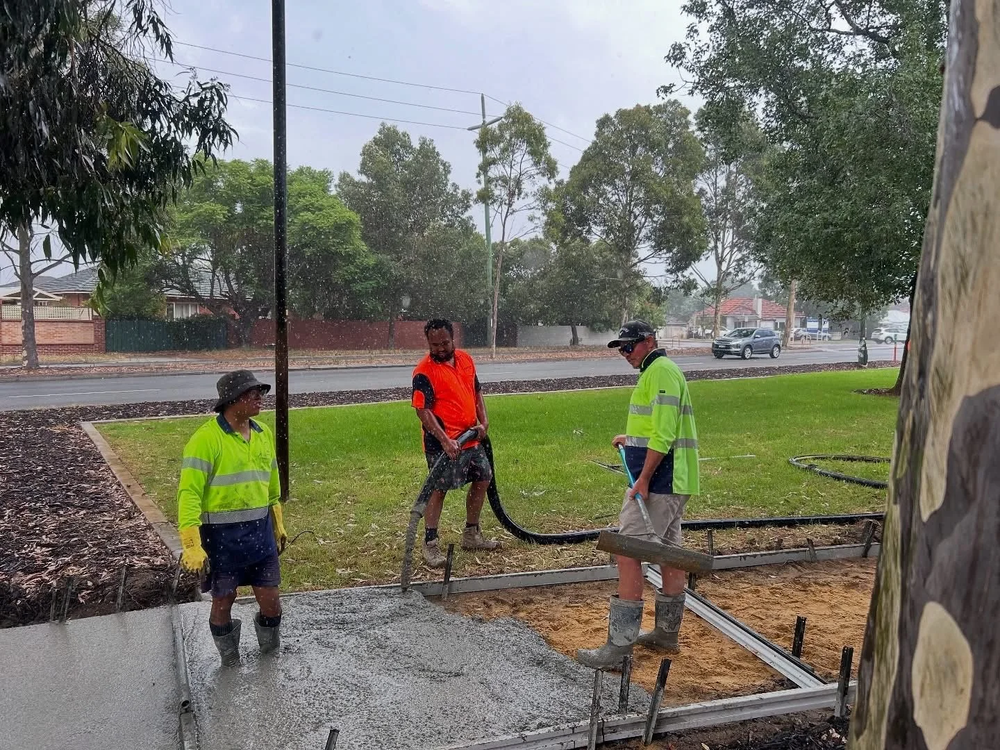 Residential concrete slab being pumped by South West Concrete Pumping Perth