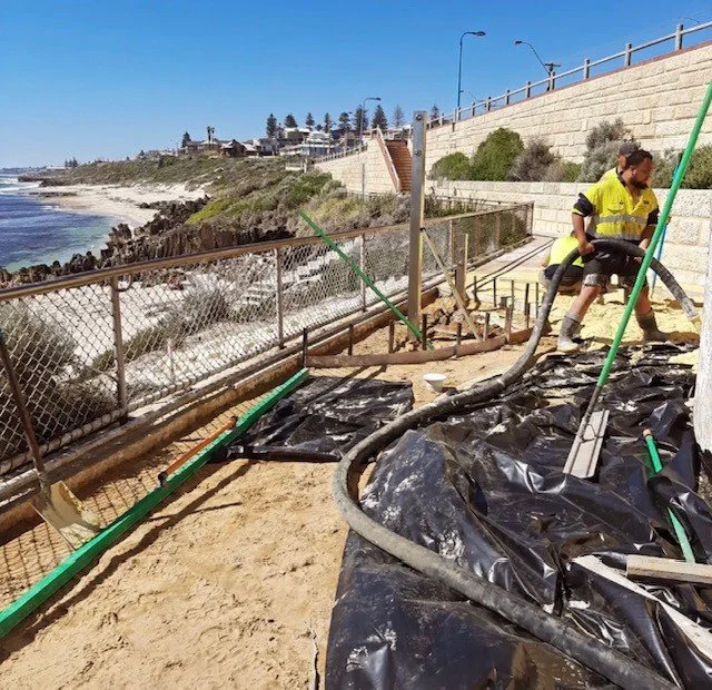 SWCP crew completing concrete line pumping pour South West Wa