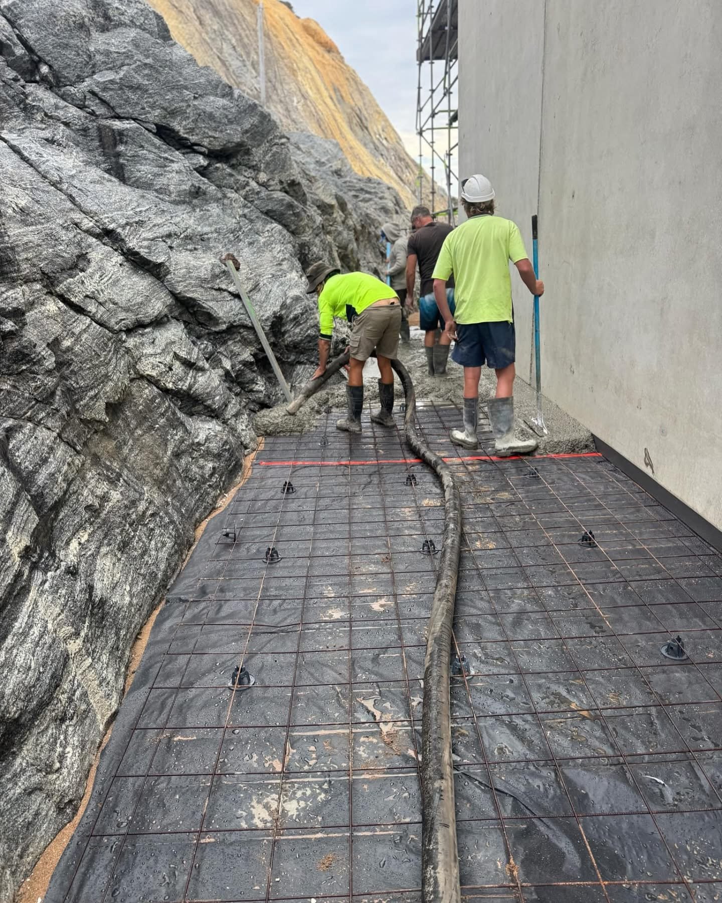 Residential concrete slab being pumped by South West Concrete Pumping Perth