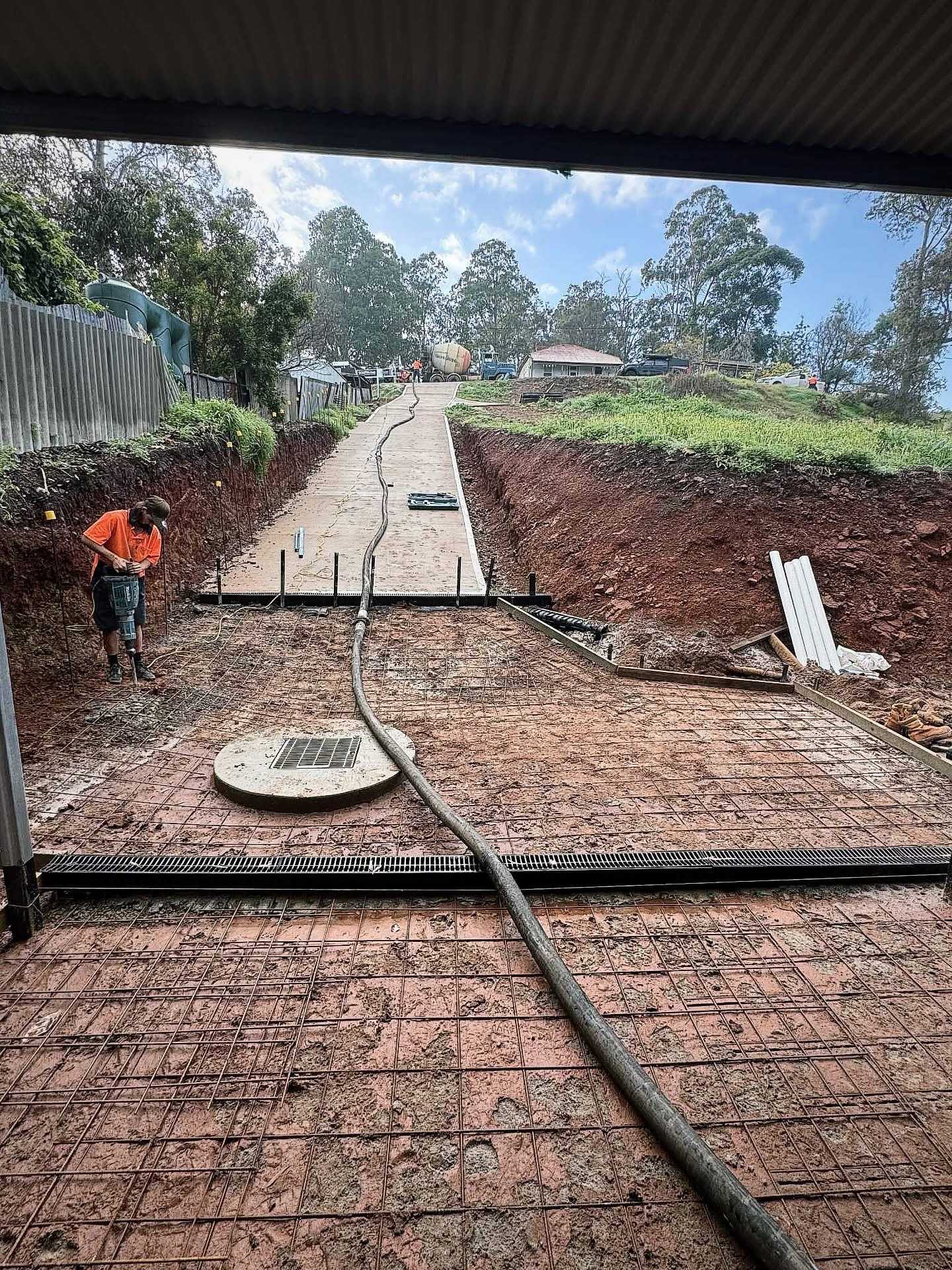 SWCP long-line concrete pump operator on site Bridgetown Western Australia
