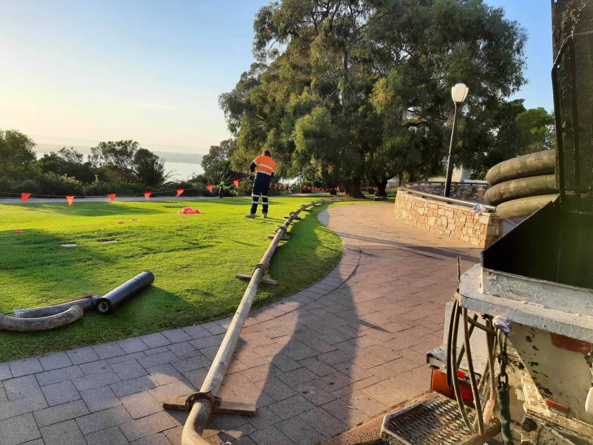 Professional concrete pump crew ready for work — South West Concrete Pumping WA