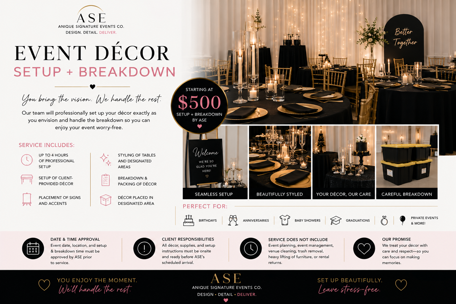 Event Décor Setup + Breakdown
