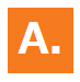 オレンジ色の背景に白い文字でA.と書かれている