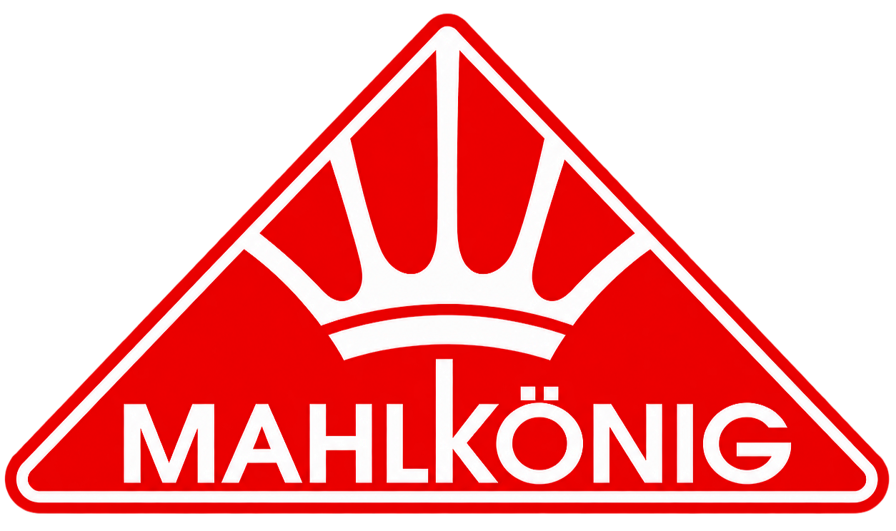 A red and white warning sign with the word "MAHLKÖNG" and a stylized tornado or swirling wind icon.