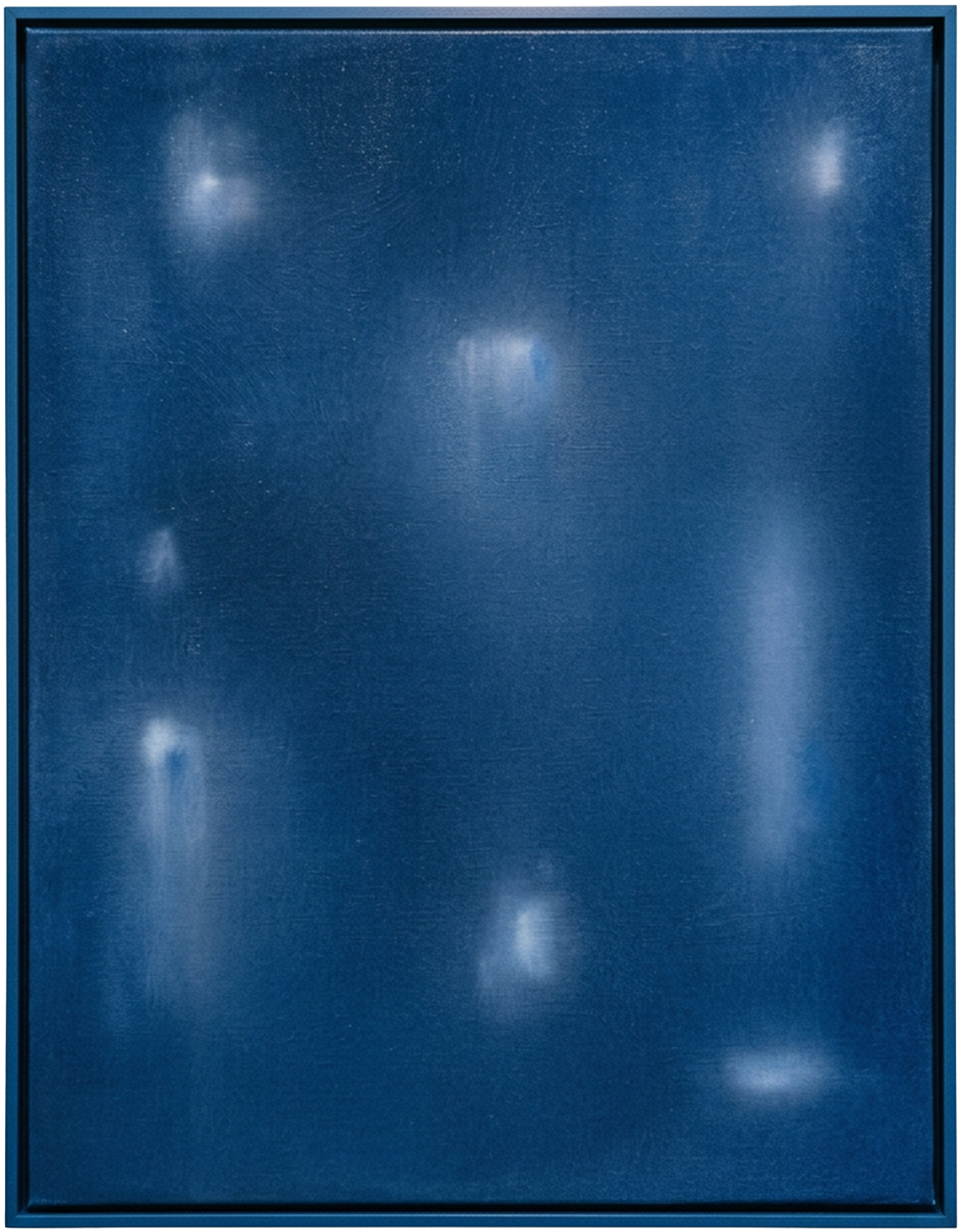 A close-up photo of a blue metallic locker door with scratches and light reflections.