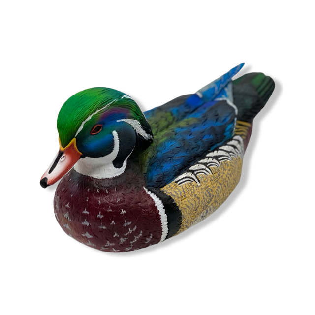 Wood Carved Duck Decoy - Basswood & Acrylics